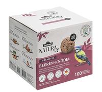 Dehner Natura Premium palline di bacche con rete, ricche di proteine ed energia, cibo di alta qualità per uccelli selvatici, 100 pezzi da 90 g ciascuno (9 kg), scatola certificata FSC