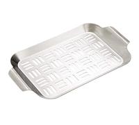 Dehner - Padella per Verdure, per Grill, ca. 28 x 19 x 1,5 cm, Acciaio Inox, Argento