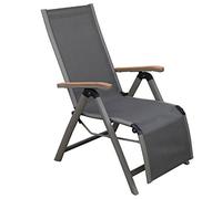 Dehner, Poltrona Relax Colmar, Pieghevole, ca. 110 x 59 x 73 cm, textilene/Alluminio/Teak FSC, Antracite