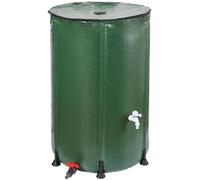 Dehner Serbatoio per acqua piovana pieghevole, per esterni, ca. Ø 60 cm, volume 200 l, con rubinetto, PVC, verde scuro