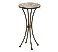 Dehner Sgabello Grazia, Ø 30 cm, altezza 60 cm, effetto mosaico, grigio/marrone