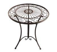 Dehner Tavolo da giardino anticato, resistente alle intemperie, per interni ed esterni, ca. Ø 61 cm, altezza 72 cm, ferro, marrone scuro