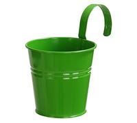 Dehner - Vasino con porta grucce per piante, Ø 14 cm, altezza 14 cm, in zinco, colore: verde