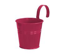 Dehner - Vasino con porta grucce per piante, Ø 14 cm, altezza 14 cm, zinco, Rosa