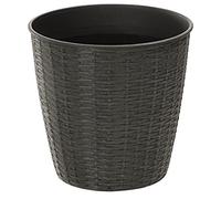 Dehner Vaso in plastica, Ø 25 cm, Altezza 26 cm, Effetto polirattan, Nero