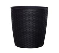 Dehner Vaso in plastica, Ø 38 cm, Altezza 39 cm, Effetto polirattan, Nero