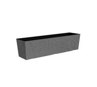 Dehner Vaso Stone, con sistema di irrigazione/foro di drenaggio, resistente al gelo, ca. 74,5 x 19 x 19 cm, Polipropilene, Colore Grigio
