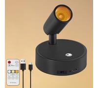 Dehobo Applique Camera da Letto con Telecomando - Faretto a Batteria 3 Temperature di Colore - Faretto LED di Ricarica USB Intensità Variabile con Funzione Timer - Adatto per Arte, Piante, 1 Pezzo