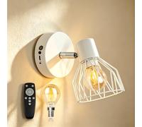 Dehobo Applique da Parete Interno, Lampada da Parete a Batteria Senza Fili con Regolabile Lampadina, Appliques da Camera da Letto Bianco Vintage con Telecomando per Soggiorno Corridoio Ingresso