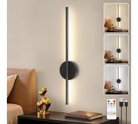 Dehobo Applique da Parete Interno LED Ricaricabile 1 PCS - Lampada Comodino Con Interruttore/Telecomando Nero 60CM - Lampada da Parete Dimmable 3 Temp. Color per Camera da Letto, Soggiorno, Scale