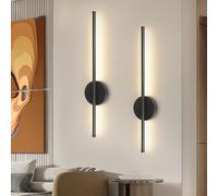 Dehobo Applique da Parete Interno LED Ricaricabile 2 PCS - Lampada Comodino Con Interruttore/Telecomando Nero 60CM - Lampada da Parete Dimmable 3 Temp. Color per Camera da Letto, Soggiorno, Scale