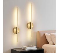 Dehobo Applique da Parete Interno LED Ricaricabile 2 PCS - Lampada Comodino Con Interruttore/Telecomando Dorata 60CM - Lampada da Parete Dimmable 3 Temp. Color per Camera da Letto, Soggiorno, Scale