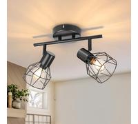 Dehobo Faretti da Soffitto con 2 Faretti Orientabili, Lampada da Soffitto Led Moderno Industriale in Metallo Nero, Luci da Soffitto per Soggiorno Corridoio, Lampadine E14 non Incluse Max. 40W