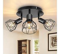 Dehobo Faretti da Soffitto con 3 Faretti Orientabili, Lampada da Soffitto Led Moderno Industriale in Metallo Nero, Luci da Soffitto per Soggiorno Corridoio, Lampadine E14 non Incluse Max. 40W