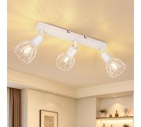 Dehobo Faretti da Soffitto Orientabili Faretti Soffitto Industriale Vintage E14 Bianco Lampada da Soffitto 3 Luci Faretto da Parete Interno Senza Lampadina per Soggiorno Camera da Letto