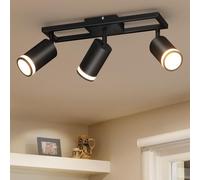 Dehobo Faretti LED da Soffitto Orientabili 350° GU10 Nero, 3 Luci | Faretto da Parete Moderno, Faretti LED Interno per Cucina Soggiorno Camera, Max 40W, Lampadine non Incluse