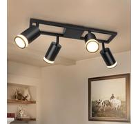 Dehobo Faretti LED da Soffitto Orientabili 350° GU10 Nero, 4 Luci | Faretto da Parete Moderno, Faretti LED Interno per Cucina Soggiorno Camera, Max 40W, Lampadine non Incluse