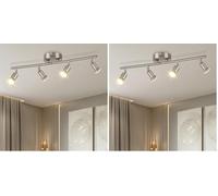 Dehobo Faretti LED da Soffitto Orientabili con 4 Luci - Lampadario da Soffitto Antiruggine Colore Nichel Sabbia per Plafoniera Soggiorno Camera da Letto - GU10 Lampadina Non Inclusa (Confezione da 2)