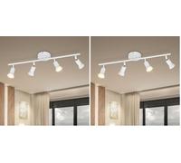 Dehobo Faretti LED da Soffitto Orientabili con 4 Luci - Lampadario da Soffitto Moderna Metallo Bianco per Plafoniera Soggiorno Camera da Letto - GU10 Lampadina Non Inclusa (Confezione da 2)