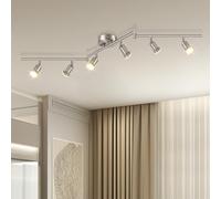 Dehobo Faretti LED da Soffitto Orientabili con 6 Luci - Lampadario da Soffitto Antiruggine Colore Nichel Sabbia per Plafoniera Soggiorno Camera da Letto - GU10 Lampadina Non Inclusa