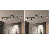 Dehobo Faretti LED da Soffitto Orientabili con 6 Luci - Lampadario da Soffitto Moderna Metallo Nero per Plafoniera Soggiorno Camera da Letto - GU10 Lampadina Non Inclusa (Confezione da 2)