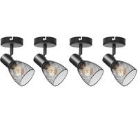 Dehobo Faretti Led Interno, Faretti da Soffitto Orientabili 2 pezzi, Faretti da Muro Nero E14, Lampadario Faretti con Paralumi in Rete Metallica Vintage per Cucina Cameretta Soggiorno (Nessun Bulbo)