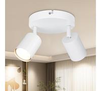 Dehobo Faretti LED Soffitto 2 Luci GU10 Orientabili 350°, Plafoniera Bianco Design Moderno, Lampada da Soffitto e Lampada da Parete Interno per Soggiorno Cucina, Senza Lampadina