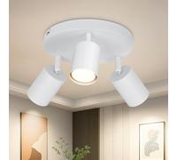 Dehobo Faretti LED Soffitto 3 Luci GU10 Orientabili 350°, Plafoniera Bianco Design Moderno, Lampada da Soffitto e Lampada da Parete Interno per Soggiorno Cucina, Senza Lampadina