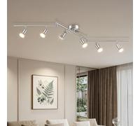 Dehobo Faretti LED Soffitto 6 Luci GU10 Orientabili, Lampada da Soffitto in Metallo Nichel, Binario Faretti Orientabili per Cucina Soggiorno Camera, Lampadine GU10 non incluse Max. 50W