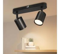 Dehobo Faretti LED Soffitto Orientabili, 2 Faretti da Parete Interno GU10 LED Nero, Moderna da Soffitto per Camera Cucina Barra, Senza Lampadina