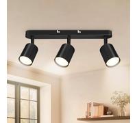 Dehobo Faretti LED Soffitto Orientabili, 3 Faretti da Parete Interno GU10 LED Nero, Moderna da Soffitto per Camera Cucina Barra, Senza Lampadina