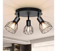 Dehobo Faretti LED Soffitto Orientabili 3 Luci E14 Metallo Nero | Lampadario e Faretto da Parete Moderno, Faretti da Soffitto per soggiorno corridoio camera, Senza Lampadina Max 40W