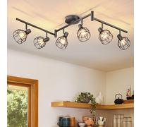 Dehobo Faretti LED Soffitto Orientabili E14, Faretto Interno Nero 6 Luci | Lampadario da Soffitto Moderno Metallo, Faretto da Parete per Soggiorno Corridoio Camera da Letto, Senza Lampadina Max.40W