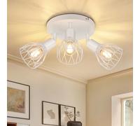 Dehobo Faretti LED Soffitto Orientabili - Faretti Soffitto Industriale Vintage E14 Bianco - Faretto LED Interno 3 Luci - Faretti da Parete Interno Senza Lampadina per Soggiorno Camera da Letto