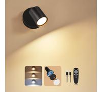 Dehobo Lampada da parete a batteria, applique da parete adesiva con 3 temperature di colore, faretti da parete dimmerabili ricaricabili magnetici con rotazione di 350°, lampade senza fili per lettura