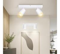 Dehobo Lampada Faretti da Soffitto LED Orientabili, Faretti da Parete Interno GU10 Bianco Opaco, Lampadario LED Moderna da Soffitto per Camera da Letto Cucina Soggiorno, Lampadina non Inclusa-2 Pezzi