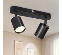 Dehobo Lampada Faretti da Soffitto Orientabili, 2 Faretti da Parete Interno GU10 LED Nero, Moderna da Soffitto per Camera Cucina Barra, Senza Lampadina