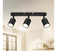 Dehobo Lampada Faretti da Soffitto Orientabili, 3 Faretti da Parete Interno GU10 LED Nero, Moderna da Soffitto per Camera Cucina Barra, Senza Lampadina