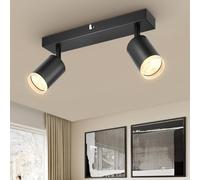 Dehobo Lampada Faretti Led da Soffitto Orientabili, Moderna Plafoniera 2 Luce GU10 Nero con Acrilico, Lampadario Led da Parete Interno per Barra Cameretta Cucina, Senza Lampadina