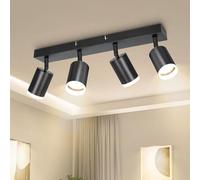 Dehobo Lampada Faretti LED da Soffitto Orientabili, Moderna Plafoniera 4 Luce GU10 Nero, Lampadario LED da Parete Interno per Barra Cameretta Cucina, Senza Lampadina