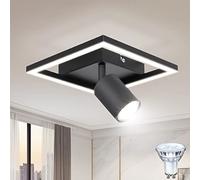 Dehobo Plafoniera LED nero, faretto da soffitto GU10 18 W, faretto da soffitto a 1 luce, orientabile, faretto da parete, lampada moderna per cucina, corridoio, camera da letto, con lampadina GU10 da 5