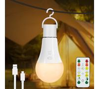 Dehobo Ricaricabile Lampadina LED E27 Con Timer - Luci LED a Batteria Pulsante Con Telecomando - Lampada Campeggio 3 Temperature di Colore - Dimmerabile Lampada Emergenza, 1 Pezzo