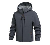 DeHolifer Giacca Impermeabili Uomo Antipioggia - Giubbotto Foderato in Pile Cappotto Multitasche Giacche con Cappuccio Giubbino Invernale Caldo Jacket Riutilizzabile Raincoat per Ciclismo Trekking
