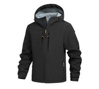 DeHolifer Giacca Impermeabili Uomo Antipioggia - Giubbotto Foderato in Pile Cappotto Multitasche Giacche con Cappuccio Giubbino Invernale Caldo Jacket Riutilizzabile Raincoat per Ciclismo Trekking