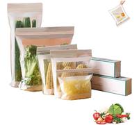 Dehorss Food Grade Fresh-Keeping Bags, Double Seal Reusable Produce Bag, Food Storage Bags, Clear Plastic Bag for Fruit Vegetable Refrigerator Storage (Small+Medium+Large+Trombone)