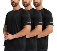 DEHORU 3 Pazzi Maglietta Palestra Uomo Asciugatura Rapida Palestra T Shirt Traspirante Maniche Corte Maglia Tecnica Tee T-Shirt Abbigliamento Palestra (BKBKBK,M)
