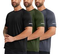 DEHORU 3 Pazzi Maglietta Palestra Uomo Asciugatura Rapida Palestra T Shirt Traspirante Maniche Corte Maglia Tecnica Tee T-Shirt Abbigliamento Palestra (BKDGAG,L)