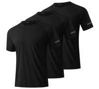 DEHORU 3 Pazzi Maglietta Palestra Uomo Asciugatura Rapida Palestra T Shirt Traspirante Maniche Corte Maglia Tecnica Tee T-Shirt Abbigliamento Palestra (BKBKBK,S)
