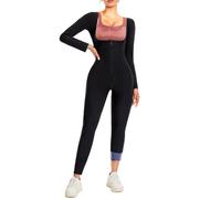 DEHORU Tuta da Sauna per Donne a Manica Lunga Tuta da Sudorazione Snellente Shaper per il Corpo Intero Top per Allenamento e Cintura per la Vita(BK XL)