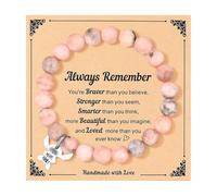 Dehott Blue Buddy Bracciale con messaggio e confezione regalo - Braccialetto di perle rosa con ciondolo "Ohana" | Regalo ispiratore per cose Blue Buddy e decorazioni di compleanno